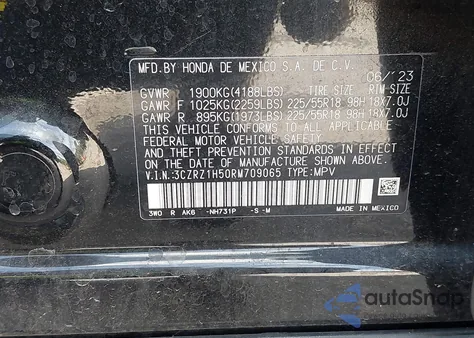 2024 Honda Hr-V 2Wd Sport/2Wd Sport W/O Bsi from USA, damaged, VIN 3CZRZ1H50RM709065